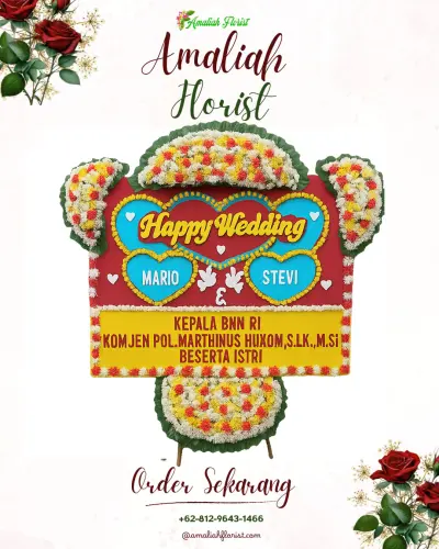 Karangan Papan Bunga Pernikahan di Buwit